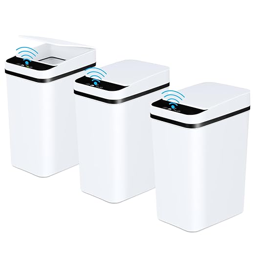 Anborry Bathroom Automatic Trash Can 3 Pack 2.2 Gallon Motion Sensor Touchless by Anborry