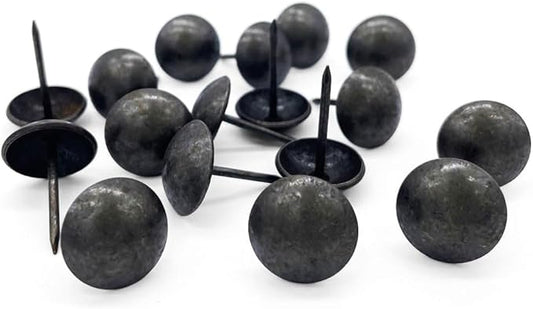 Let's Decorate 100PCS D16mm/0.63" Antique Black Upholstery Tacks, Passed Salt Spray Test for Outdoor Use, Garden Metal Thumb Tacks, Home DIY Decorative Nail Heads Nails (100, 16mm Antique Black)