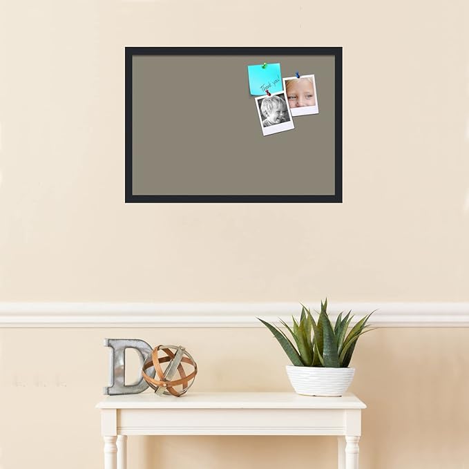 PinPix 26x18 Inch Cork Bulletin Board. This Decorative Framed Pin Board Comes with Pewter Design and a Satin Black Frame. Ideal for Home Office Decor or Message Board (PinPix-1812)