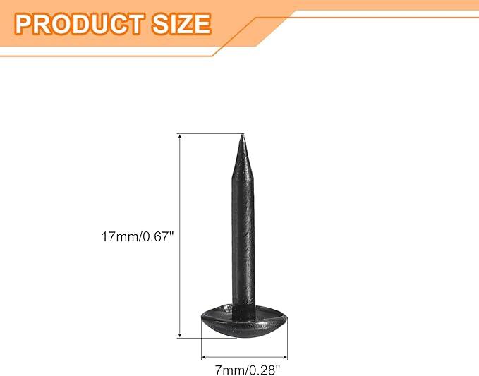 uxcell Upholstery Tacks Nail Pins Furniture, 50Pcs 7x17mm Thumb Tack Pins Assortment Kit Carbon Steel for Home Sofa DIY Decorative Nail Heads Nails, Black