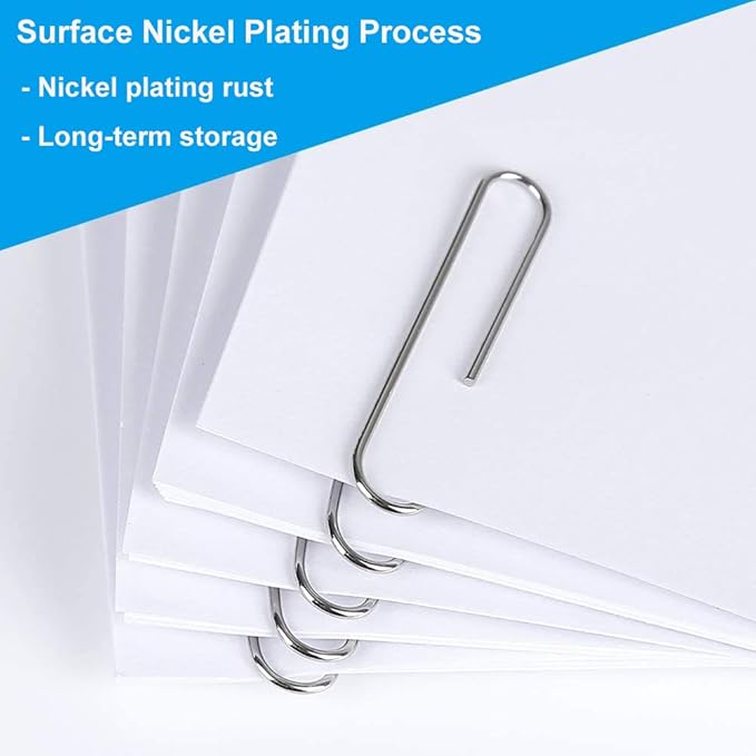 Vinaco Paper Clips Smooth Silver, 100 Pack Paper Clips Large 2Inch (50mm), Durable & Rust Resistant Coating. for Office, School Document Organizing