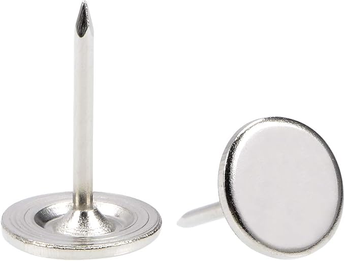 uxcell Upholstery Nails Tacks 11mmx17mm Flat Head Furniture Nails Pins Silver Tone for Furniture Sofa Headboards, 50 Pcs