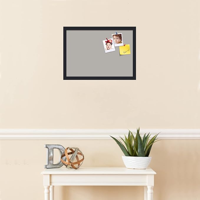 PinPix 20x14 Inch Cork Bulletin Board. This Decorative Framed Pin Board Comes with Dark Stone Design and a Satin Black Frame. Ideal for Home Office Decor or Message Board (PinPix-1808)