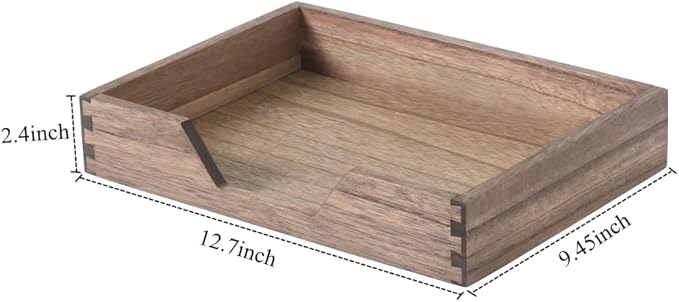 Wood Letter-Size Tray for Office Desktop Organizer - Wooden Front-Load Documents Tray for Mail, Paper, File, Magazine, Pen,Notebook Storage Paper Holder Trays Dark(DGTU-DK)