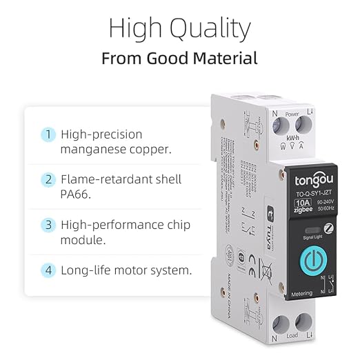 TONGOU ZigBee DIY Smart Switch 10A| DIN Rail Switch| 1P+N 90-240VAC| Real-time - Image 5