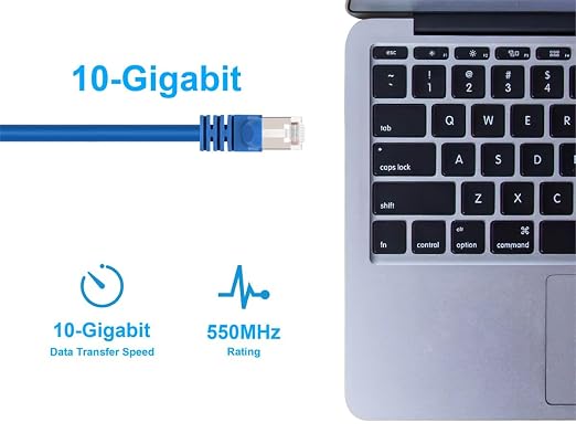 Monoprice Cat6A 1ft Blue Patch Cable Double Shielded 26AWG 10G Pure Bare Copper - Image 5