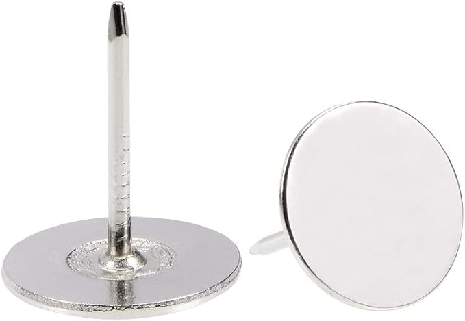 uxcell Upholstery Nails Tacks 19mmx23mm Flat Head Furniture Nails Silver Tone for Furniture Sofa Headboards, 100 Pcs