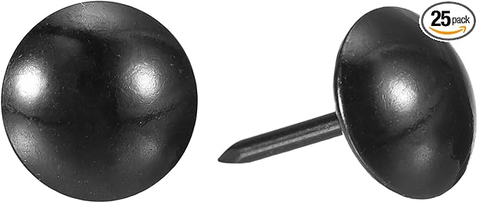 uxcell Upholstery Tacks Nail Pins Furniture, 25Pcs 11x17mm Thumb Tack Pins Assortment Kit Carbon Steel for Home Sofa DIY Decorative Nail Heads Nails, Black