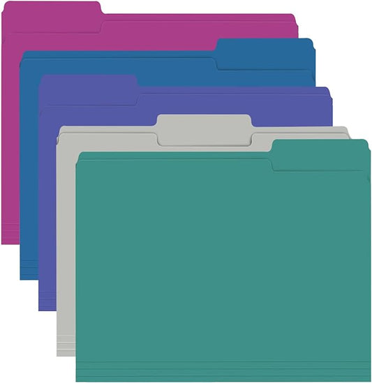 File Folder, RAZCC 150 Pack 1/3 Cut Tab File Folders Letter Size, Colored File Folders for Office Classroom Use, Colored Folders with Tabs, Assorted 5 Colors