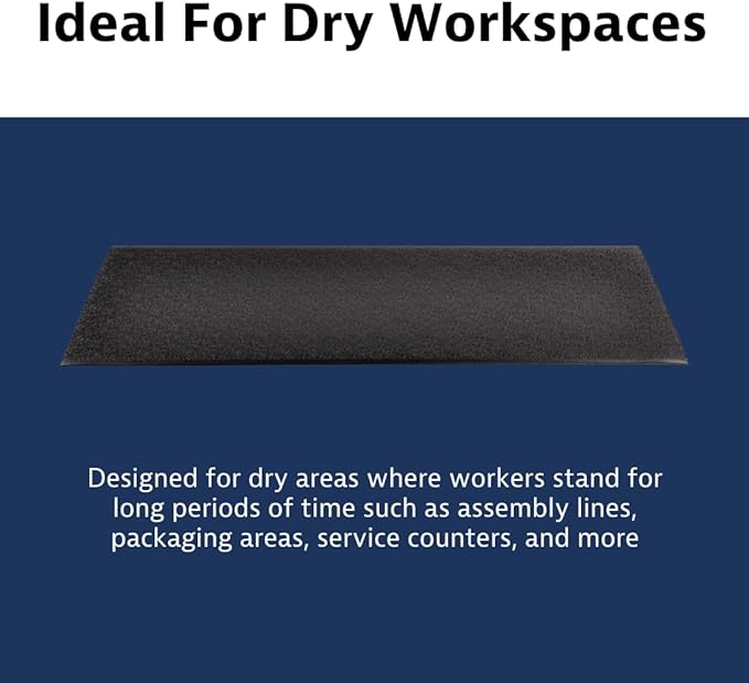 Notrax 411 Sof-Tred™ 2' x 60' x 9/16" Anti Fatigue Mat, Enhanced Slip Resistance with Beveled Edges and Pebbled Surface, Ideal for Industrial and Commercial Workplaces, Black, 411R0424BL