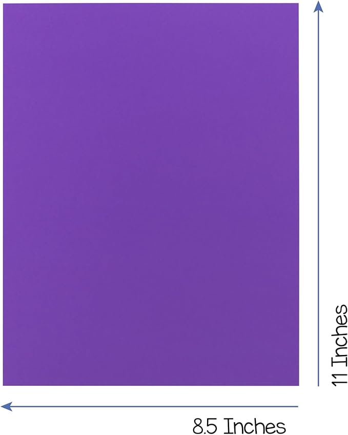 Hygloss Purple Bright Colored Cardstock - 8.5x11-Inch, 90 Sheets, 65 lb/ 176 gsm, Fade-Resistant, Acid-Free Color Card Stock Paper