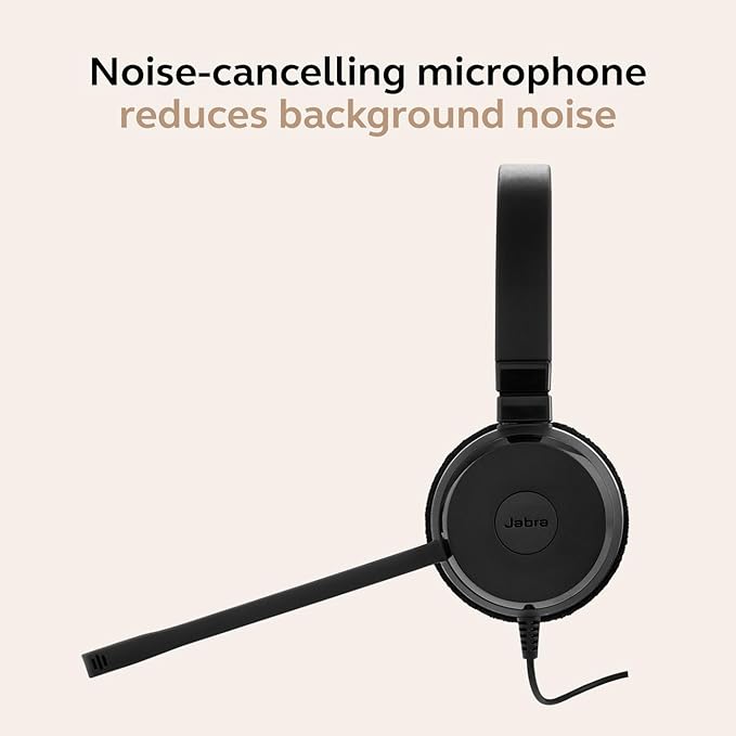 Jabra Evolve 30 II Wired Single-Ear Headset with Mic for Work - 3.5mm Jack, USB-A/USB-C Connectivity, Computer Headset with Noise-Cancelling Microphone, Microsoft Teams Certified, Call Control - Black