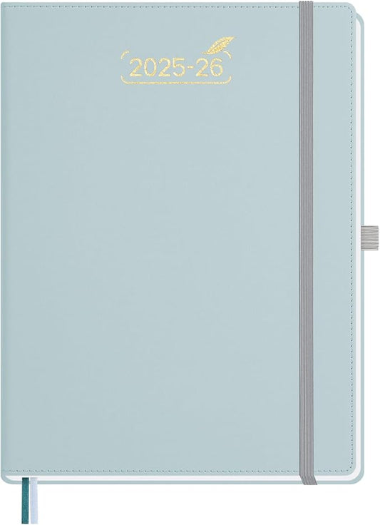 BEZEND Weekly Planner 2025-2026 with 2 Columns, 8.5" x 11" Academic Calendar 18 Months (Jul 25-Dec 26) Life Work Appointment Book with Monthly Tab, PU Leather Hardcover - Dutch Blue