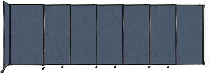 Wall-Mounted Sliding StraightWall Room Divider | Adjustable Widths | Locking Wheels | Room Separator | Up to 15'6" Wide x 5' Tall Ocean Fabric Panels
