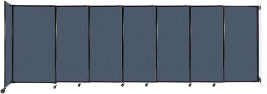Wall-Mounted Sliding StraightWall Room Divider | Adjustable Widths | Locking Wheels | Room Separator | Up to 15'6" Wide x 5' Tall Ocean Fabric Panels
