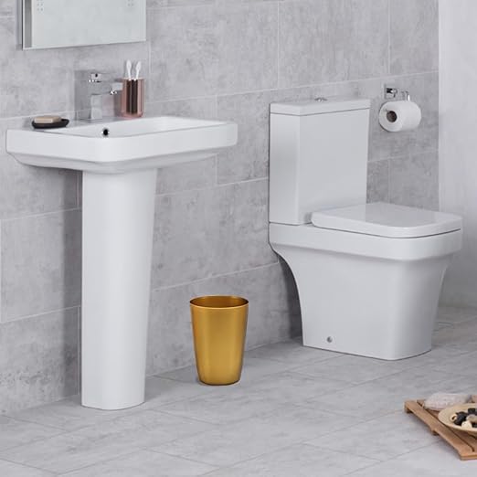 HOLDN’ STORAGE Small Trash Can - 1.58 Gallon Open Top Waste Bin, Compact Waste Can Perfect for Bathroom, Kitchen, Office, Dorm - Durable Garbage Can - Soft Brass