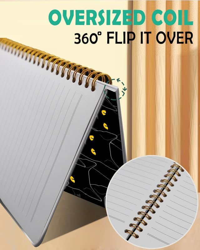 iampanda Spiral Journal Notebook,Strong Twin-Wire Binding with Premium Paper for Women,60 Sheets B5 College Ruled Notebook/Journal,Perfect for School Office Work,Black Cats