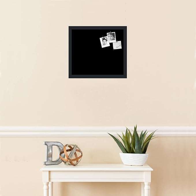 PinPix 16x14 Inch Cork Bulletin Board. This Decorative Framed Pin Board Comes with Solid Black Design and a Satin Black Frame. Ideal for Home Office Decor or Message Board (PinPix-622)