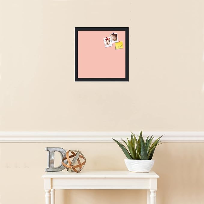 PinPix 14x14 Inch Cork Bulletin Board. This Decorative Framed Pin Board Comes with Pink Pastel Design and a Satin Black Frame. Ideal for Home Office Decor or Message Board (PinPix-1813)