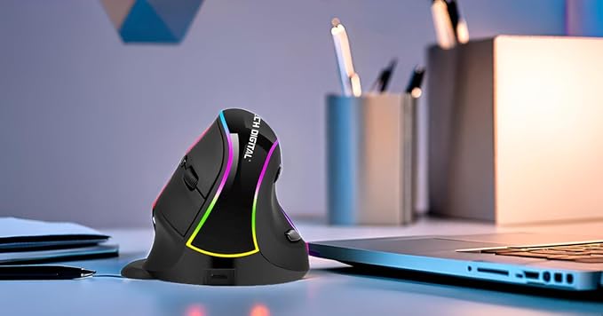 J-Tech Digital Ergonomic Mouse with Wireless Connection, Removable Palm Rest, Thumb Buttons, Rechargeable Battery, 800 DPI, Compatible with Windows and MAC OS