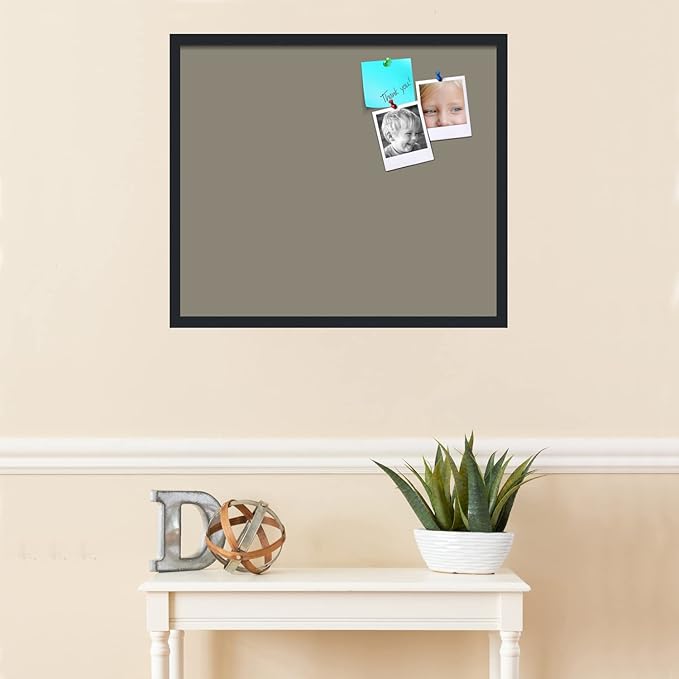 PinPix 28x24 Inch Cork Bulletin Board. This Decorative Framed Pin Board Comes with Pewter Design and a Satin Black Frame. Ideal for Home Office Decor or Message Board (PinPix-1812)