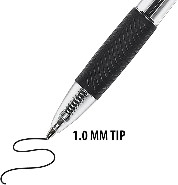 Inc. ClipClicks Retractable Ballpoint Pens - Bulk 1.0-mm Medium-Point Pen Set With Comfort Grip for School, Office, Writing, and Journaling, 50 Count, Black