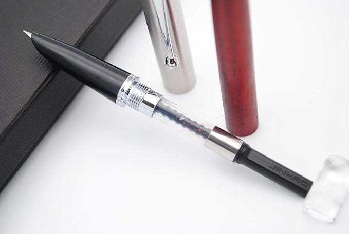 JINHAO 51A Wooden Fountain Pen Steel Cap (Rosewood, Extra Fine Nib 0.38mm)