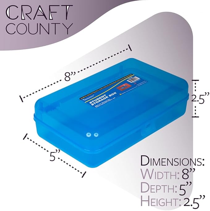 Craft County | Transparent Pencil Box | Colored Utility Box Storage Office Supplies Organizer | Green Sparkle