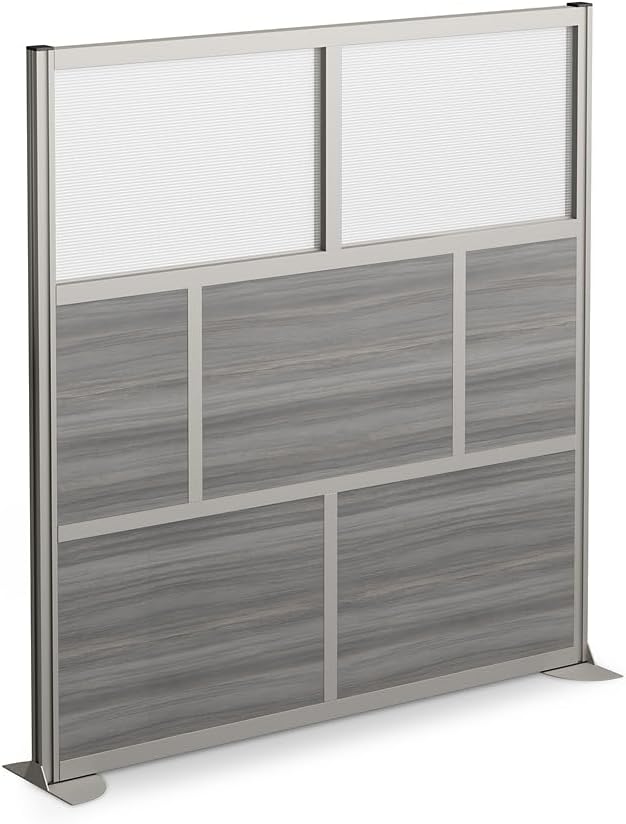 NBF Office Partition Room Divider - 76" H x 72" W Gray, Large Privacy Screen, Portable Partition Wall, Free Standing Office Divider