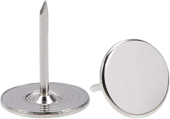 uxcell Upholstery Nails Tacks 16mmx20mm Flat Head Furniture Nails Silver Tone for Furniture Sofa Headboards, 100 Pcs