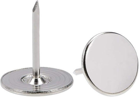 uxcell Upholstery Nails Tacks 16mmx20mm Flat Head Furniture Nails Silver Tone for Furniture Sofa Headboards, 100 Pcs