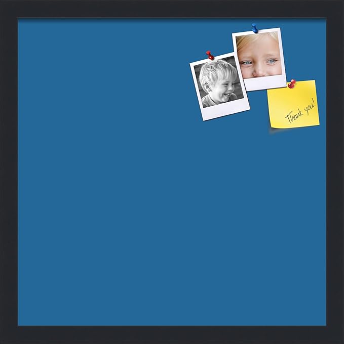 PinPix 17x17 Inch Cork Bulletin Board. This Decorative Framed Pin Board Comes with Navy Pastel Design and a Satin Black Frame. Ideal for Home Office Decor or Message Board (PinPix-1811)