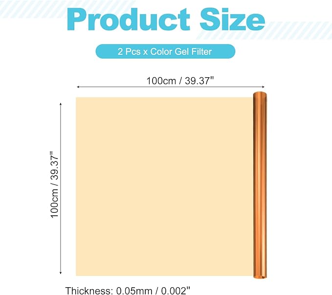 MECCANIXITY Lighting Gel Filter 39.4x39.4 Inch Orange 85B Color Correction Sheet - Image 2