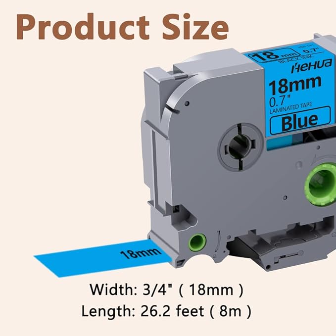 Hehua Tape Tze Tz 18mm 0.7 Laminated Blue Compatible for Brother P-Touch TZe-541 TZe541 TZ541 TZ541 Tape for Ptouch PT D400 D600 D610 P710bt, 3/4'' x 26.2ft Black on Blue, 3 Pack