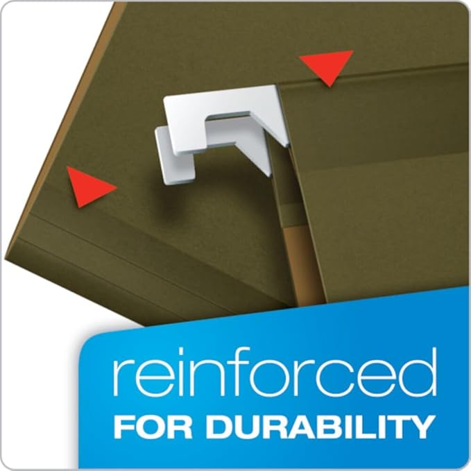 Pendaflex Extra Capacity Reinforced Hanging File Folders, 4", Legal Size, Standard Green, 1/5 Cut, 25 per Box (04153x4)