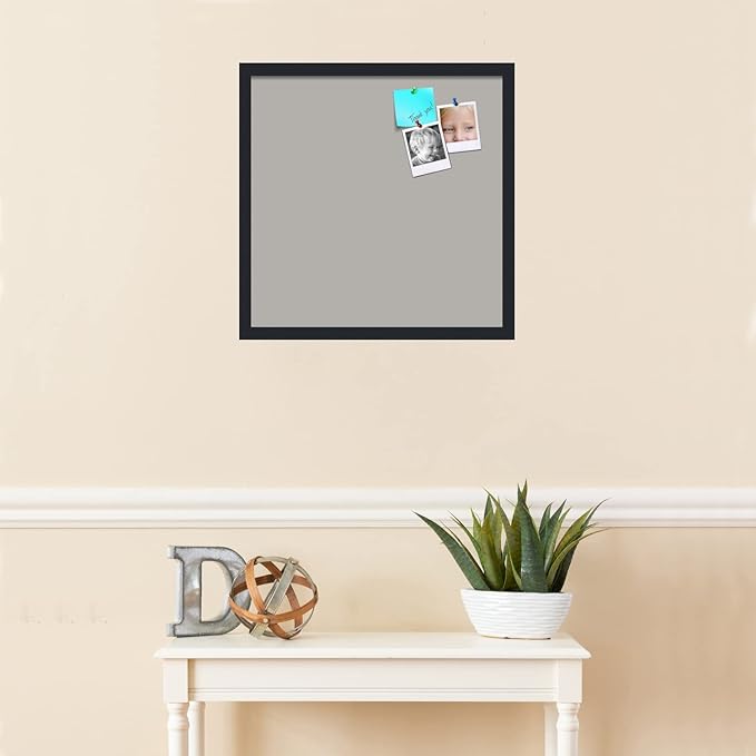 PinPix 20x20 Inch Cork Bulletin Board. This Decorative Framed Pin Board Comes with Dark Stone Design and a Satin Black Frame. Ideal for Home Office Decor or Message Board (PinPix-1808)