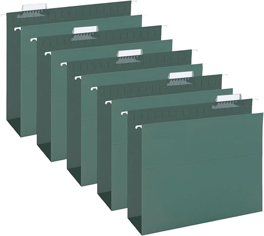 HERKKA Extra Capacity Hanging File Folders, 30 Pack Reinforced Hang Folders with Heavy Duty 2 Inch Expansion, Designed for Bulky Files, Medical Charts, Letter Size, Green