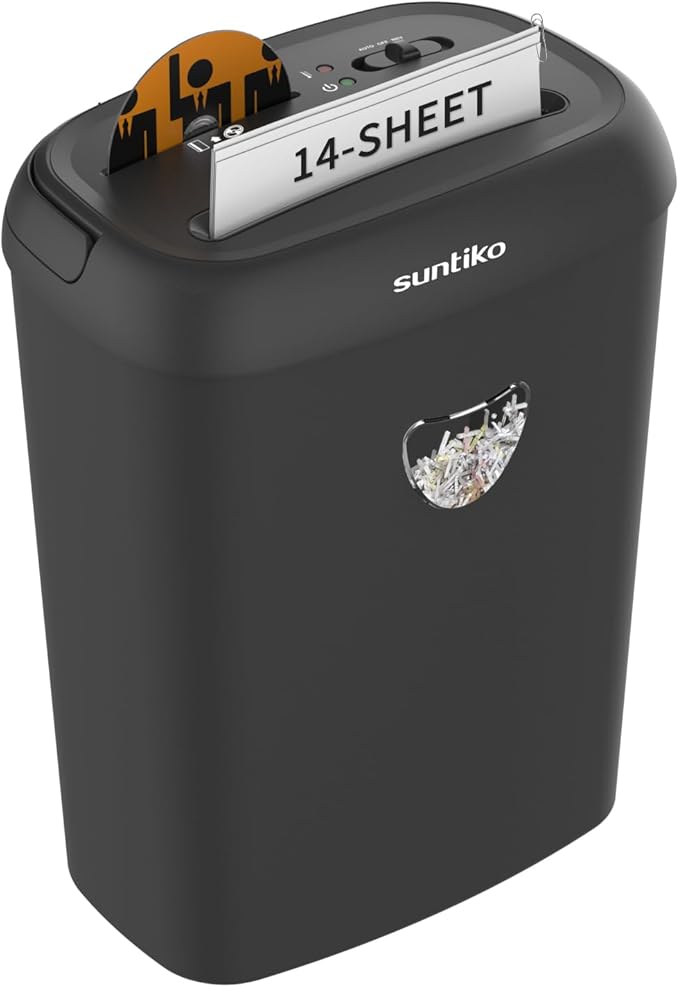 Paper Shredder, 14 Sheet Cross Cut, 6.6 Gallon Basket, P-4 Security Level, 3 Mode Design - Jam Proof Heavy Duty Shredder for Home and Office