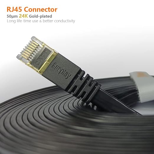Cat7 3FT Ethernet Cable Flat-Black-10Gbps Ultra Slim High Speed Double Shielded - Image 8