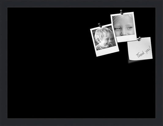 PinPix 20x15 Inch Cork Bulletin Board. This Decorative Framed Pin Board Comes with Solid Black Design and a Satin Black Frame. Ideal for Home Office Decor or Message Board (PinPix-622)