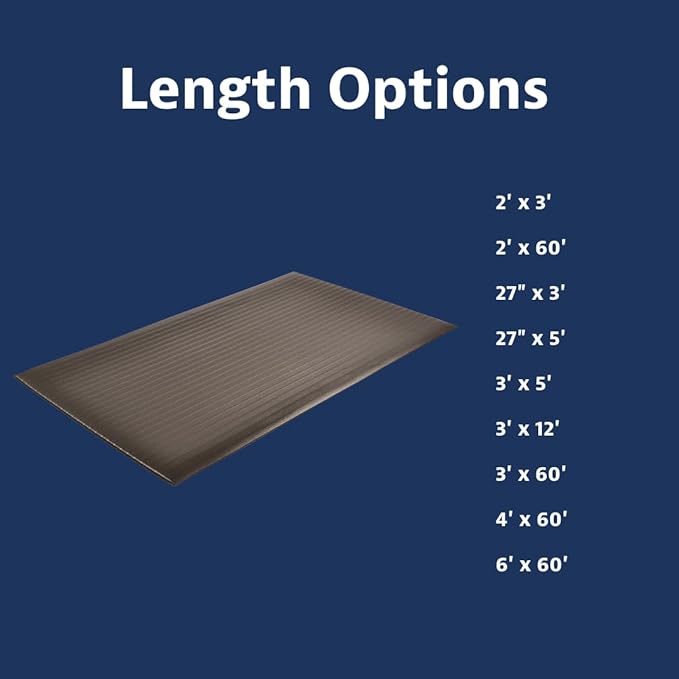 Notrax 410 Airug® 2' x 3' x 3/8" Anti Fatigue Mat, Enhanced Slip Resistance with Beveled Edges and Ribbed Surface, Ideal for Industrial and Commercial Workplaces, Grey, 410S0323BL