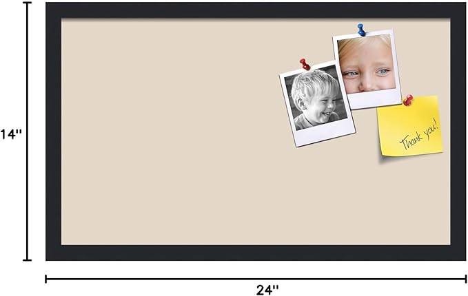 PinPix 24x14 Inch Cork Bulletin Board. This Decorative Framed Pin Board Comes with Desert Pastel Design and a Satin Black Frame. Ideal for Home Office Decor or Message Board (PinPix-1815)