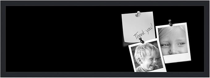 PinPix 36x12 Inch Cork Bulletin Board. This Decorative Framed Pin Board Comes with Solid Black Design and a Satin Black Frame. Ideal for Home Office Decor or Message Board (PinPix-622)