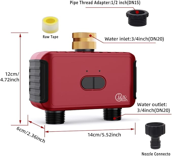 GIEX ZIGBEE 2-Zone Sprinkler Timer GX-03, Smart Irrigation Garden Hose Watering - Image 7