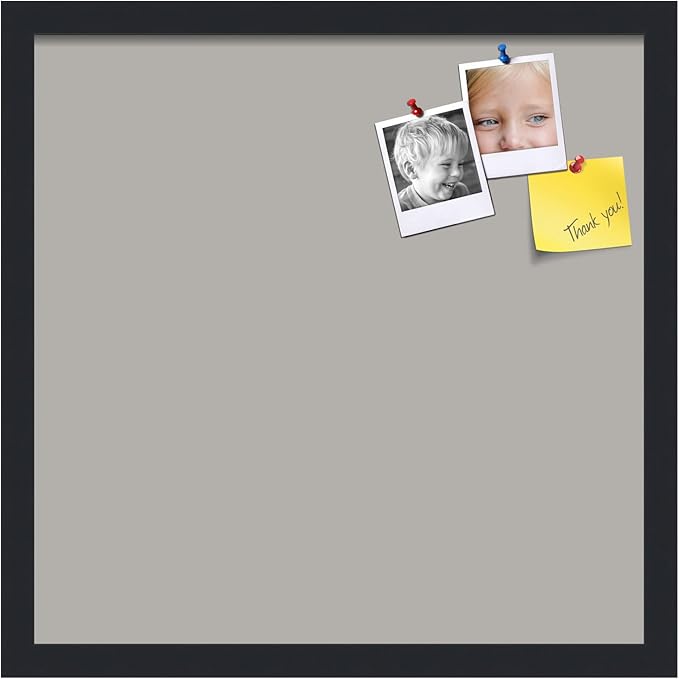 PinPix 18x18 Inch Cork Bulletin Board. This Decorative Framed Pin Board Comes with Dark Stone Design and a Satin Black Frame. Ideal for Home Office Decor or Message Board (PinPix-1808)