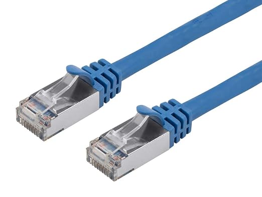 Monoprice Cat7 15ft Blue Patch Cable Double Shielded 26AWG 10G Pure Bare Copper by Monoprice