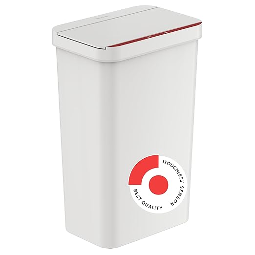 iTouchless Prime 13.2 Gallon Sensor Trash Can, Slim and Space-Saving, Durable Dent-Proof Construction, Automatic Bin White Color Great for Kitchen, Home, Office, Business, Garage, Plastic