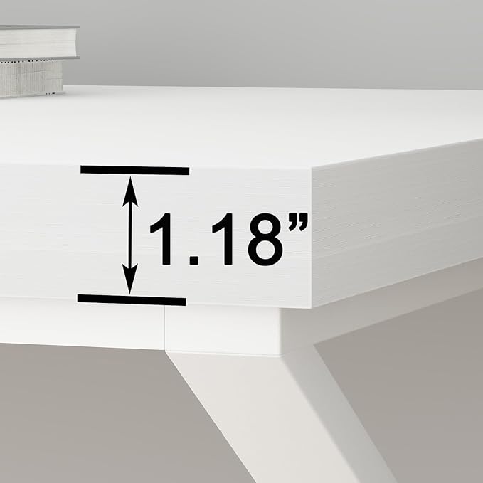 HSH 70 Inch Long White Computer Desk, Modern Large Executive Work Writing Study Gaming Desk for Home Office, Industrial Metal Wooden Two Person Desk Dual Monitor Workstation in Bedroom Living Room