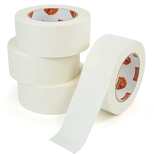 Eco-Friendly Kraft Paper Tape 2Inch x 55Yard, White Paper Packing Tape, Biodegradable Recyclable Packaging Tape Self Adhesive Box Tape for Shipping, Sealing, Moving, 4Rolls
