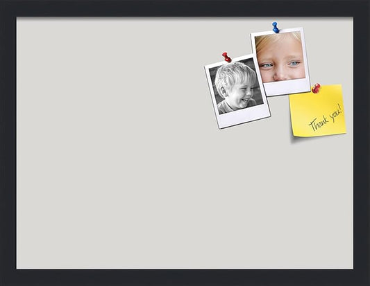 PinPix 20x15 Inch Cork Bulletin Board. This Decorative Framed Pin Board Comes with Light Stone Design and a Satin Black Frame. Ideal for Home Office Decor or Message Board (PinPix-1809)